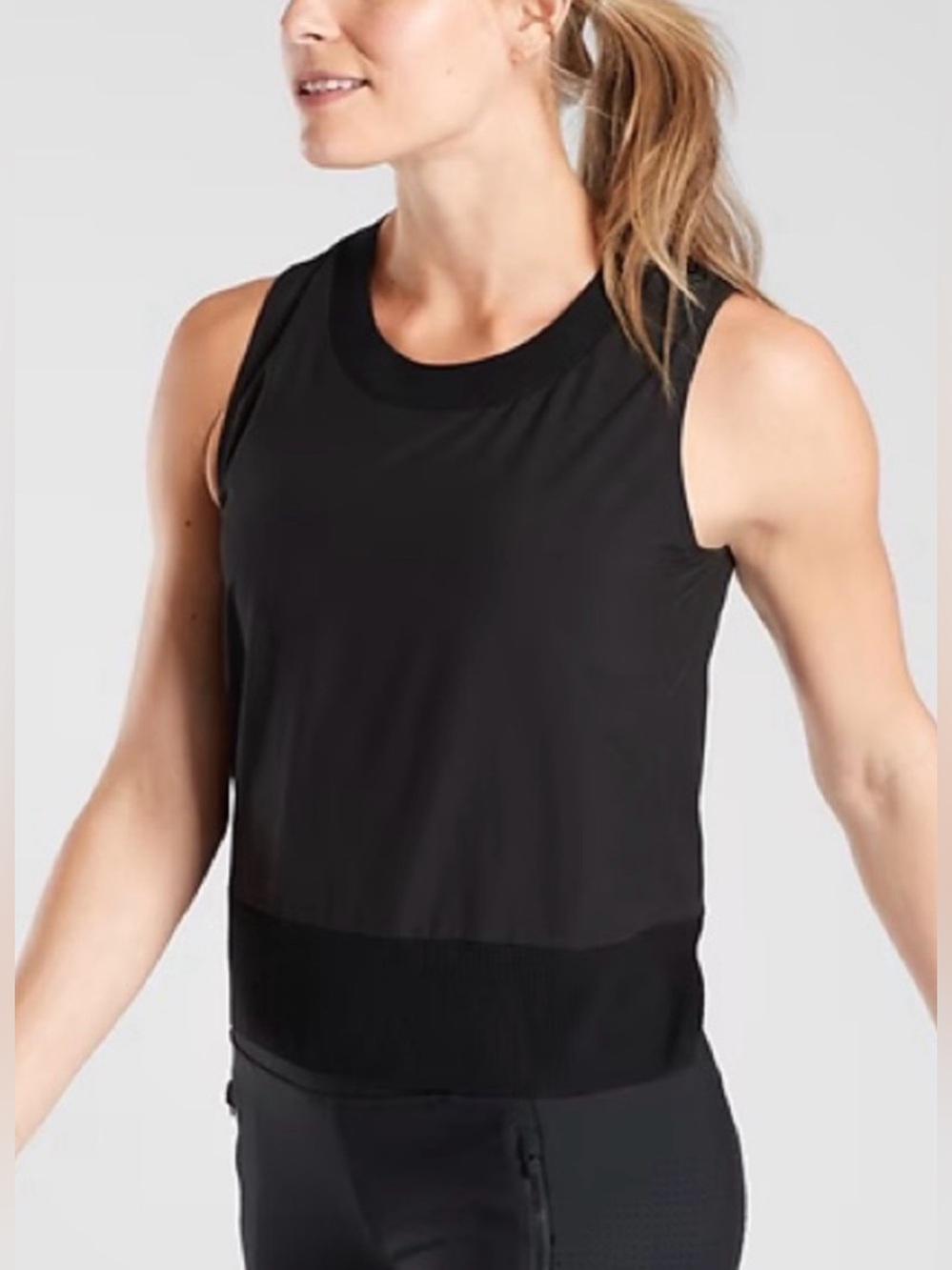 Athleta OLIVE GREEN Zephyr Silky Knit Trimmed Tank -Large